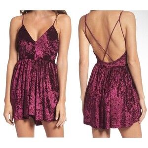 Sam Edelman Velvet Romper Burgundy Women’s Small Adjustable Straps V-Neck Mini